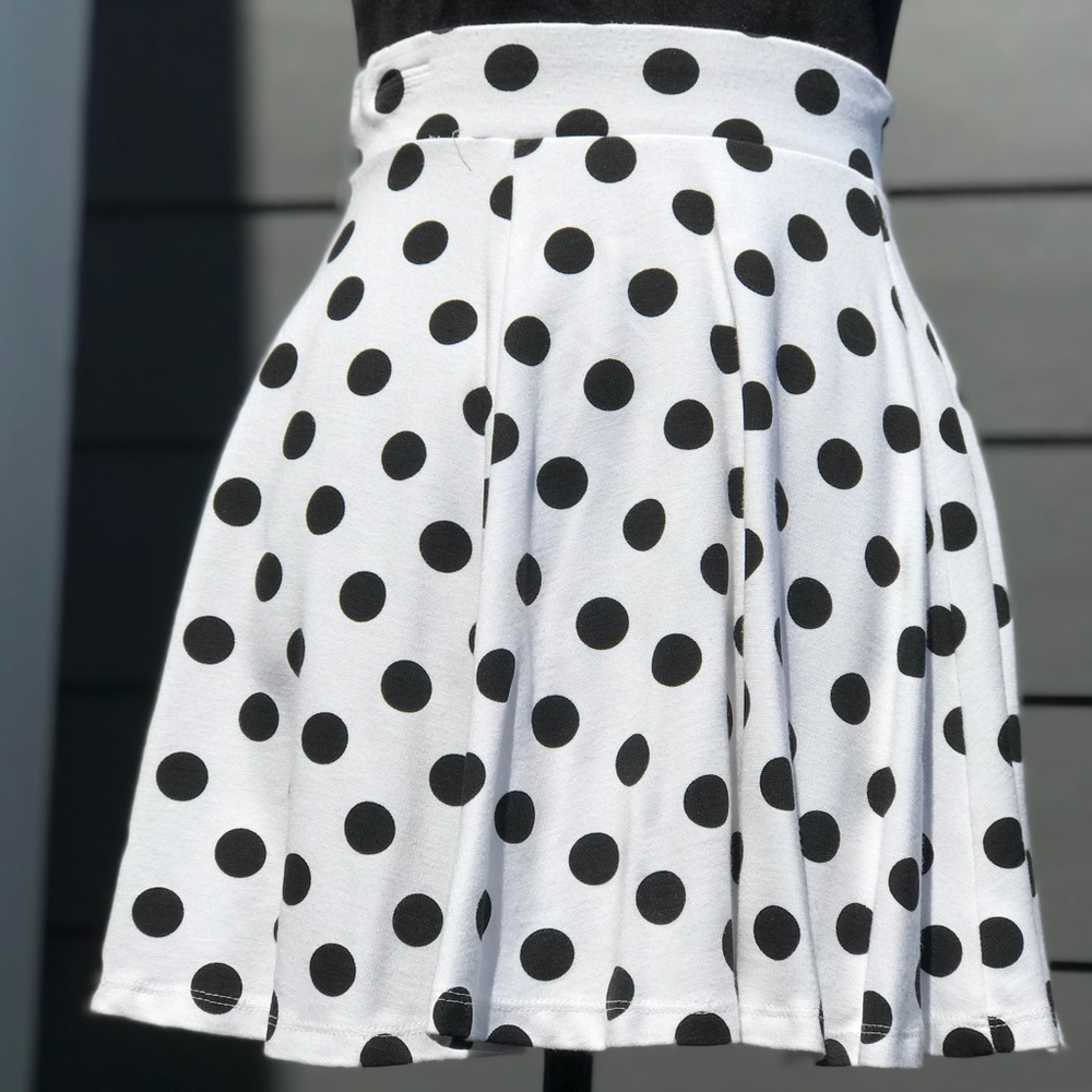 Black Polka Dot Knit Skater Skirt
